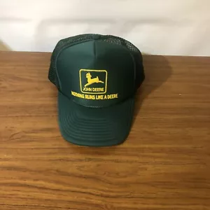 John Deere 'Nothing Runs Like A' Snapback Malla Sombrero Cordón Verde Amarillo - Imagen 1 de 2