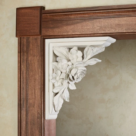 Touch of Class Antique White Roses Door or Wall Corbel Bracket Pair Cover