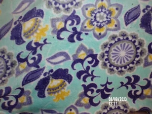 Purple/Yellow Floral on Light Teal Sew Lush Fleece Fabric - 50 x 60" - Picture 1 of 1