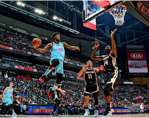 Jimmy Butler Miami Heat Unsigned Shooting vs. Atlanta Hawks 11" x 14" Photo Cover