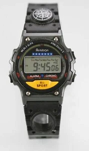 Armitron Reloj Hombre Cron Alarma Mes Día Fecha 24hr Plástico Negro Goma 30m Qua - Imagen 1 de 3