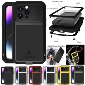 Life Waterproof Dustproof Metal Case Screen Cover For iPhone 15 14 Pro Max Plus - Picture 1 of 30