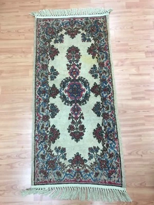2' x 4' Antique Indian Floral Oriental Rug - 1920s - Hand Made - 100% Wool - Image 1 of 4