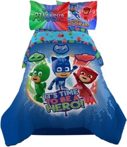 New PJ Masks It's Hero Time Kids Bedding Full Sheet Set With Full Comforter 5pcs - Picture 1 of 1