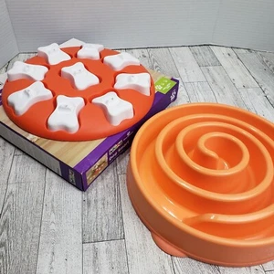 Outward Hound Puzzle & Slow Feeder Set- Dog Smart Bone Puzzle & Swirl Bowl - Picture 1 of 12