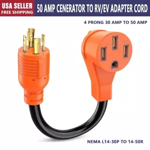4 Zinken 30 Amp zu 50 Amp Generator zu RV/EV Adapterkabel, NEMA L14-30P zu 14-50R - Bild 1 von 7