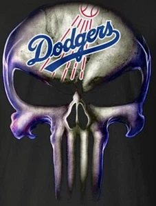 (2) Los Angeles Dodgers Waterproof Vinyl Punisher Skull Stickers 5x3.8 Decals - Picture 1 of 1