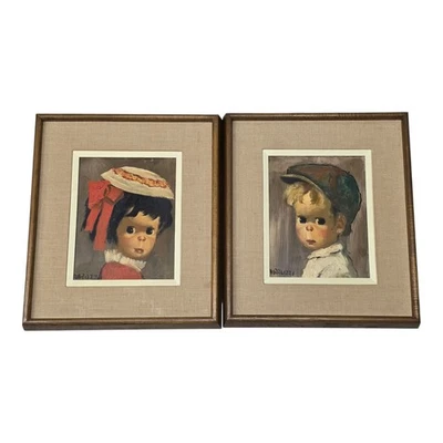 "ABRUZZI" HAROLD STEPHENSON PINTURAS ORIGINAIS OLHOS GRANDES MENINO E MENINA DÉCADA DE 1970 8X10 - Imagem 1 de 4