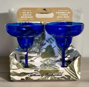 TOMMY BAHAMA SET OF 4 ACRYLIC DRINKWARE/MARGARITA GLASSES-BLUE. NEW - Picture 1 of 3