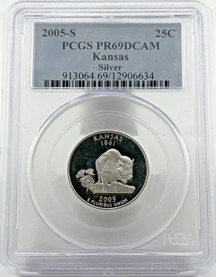 2005-S Kansas Silver Quarter PR69 DCAM PCGS - Image 1 of 2