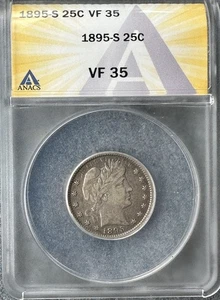 Cuarto de barbero 1895-S ANACS VF35 - Gran valor - Imagen 1 de 4