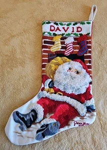 Weihnachtsstrumpf "David" 3D Handarbeit 18" Vintage 70er wunderschön - Bild 1 von 10