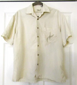 BAMBOO CAY MEN'S FINE RESORTWEAR EMBROIDERED SHORT-SLEEVE SHIRT (SM.) CREAM - Picture 1 of 8