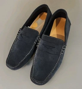 MENS sz 9 / 42.5 Suede DRIVERS LOAFERS navy Slip On Smart Casual #IK1 - Picture 1 of 10