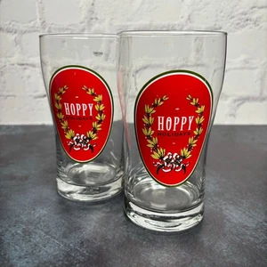 Crate & Barrel Hoppy Holidays Beer Glasses 20oz Krosnos Poland, Set of 2 - Picture 1 of 5