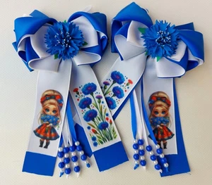 Set 2 handmade sublimation bows for girls. Cornflowers Made to order - Picture 1 of 4