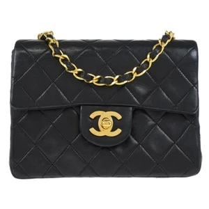 Chanel Black Lambskin Mini Classic Square Flap Shoulder Bag 17 165098 - Picture 1 of 10