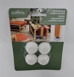 Elemental 4-Pack Non-Swivel Furniture Adjustable Screw Glides White 878052 - Picture 1 of 10