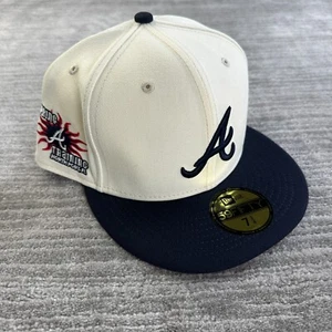 Atlanta Braves Hat Cap Mens Fitted 7 3/4 New Era Side Patch 2 Tone - Picture 1 of 7