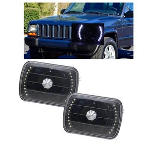 Fit for Jeep Cherokee XJ 1984-2001 5x7" 7x6" Black Housing LED Headlights 2PCS - Picture 1 of 5