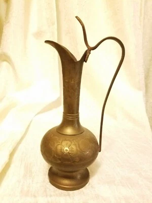 复古印度黄铜油罐带眼镜蛇形状手柄 — 第 1/4 张图片