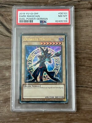 Yu-Gi-Oh! Dark Magician DUPO-DE101 German DUNKLER MAGIER PSA 8 Low Pop NM - Image 1 of 2