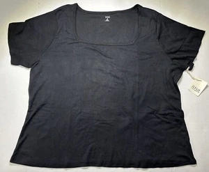 ANA Square Neck Shirt Women's Plus Size 4X Black NWT - Picture 1 of 11
