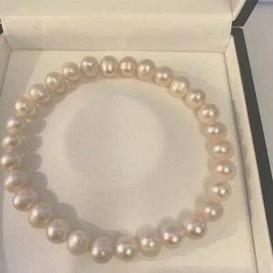 Kyoto Pink Pearl Bracelet Genuine Freshwater 7" Brand New. Elasticated Strech - Picture 1 of 11