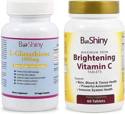 BeShiny Glutathione and Vitamin C 1000mg Skin Whitening Brightening Pills Set - Image 1 of 4