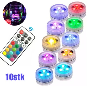 Mini LED Unterwasser Licht 10 Stk Poolbeleuchtung RGB Licht mit Fernbedienung - Bild 1 von 20