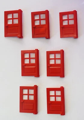 Lego Door 1x4x5 with 4 Pane Window door train  3861 red vintage town city lot - Image 1 of 3