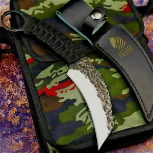 Handmade Claw Knife Karambit Hunting Wild Tactical Combat Military Cord Wrapped