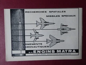 4/1964 PUB ENGINS MATRA LANCE-ROQUETTES ARMEMENT MISSILE ORIGINAL FRENCH AD - Picture 1 of 1