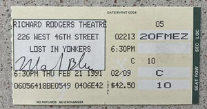 Mark Blum Signed Ticket Stub Broadway Neil Simon's Lost in Yonkers 1991 - Picture 1 of 1