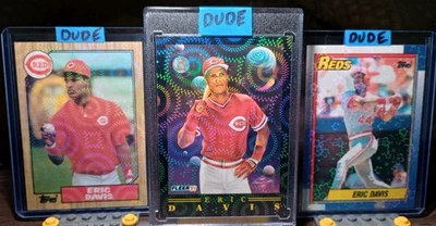 1/1 Eric Davis Lote x3 Real Béisbol ICÓNICO Tarjeta Arte 1991 Fleer Pro Visions #10 Foto 1 de 4
