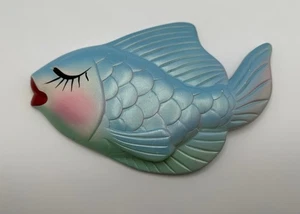 Vintage Anthropomorphic Chalkware Fish Wall Plaque - Picture 1 of 20