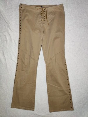 Vintage Ralph Ralph Lauren Faux Suede Western Lace-Up Pants W Side Rivets 10 - Image 1 of 4