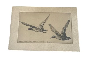 Richard Bishop Etching Merry Christmas From Helen and Dick Bishop 1940’s - Picture 1 of 7