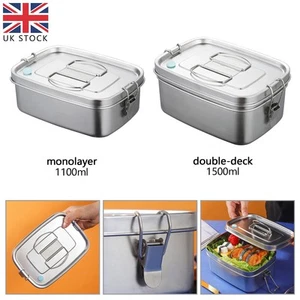 1100/1500ml Double Layer Stainless Steel Lunch Box Square Sealed Large Capacity - Picture 1 of 14