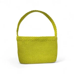 Bolso de Hombro Eric Javits Vintage Verde Lima Paja - Tejido Y2K Resort Bolso Cartera - Imagen 1 de 8