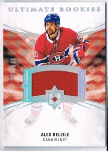 2020-21 UPPER DECK ULTIMATE COLLECTION ROOKIES JERSEY ALEX BELZILE 1 COLOR