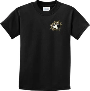 Kids Bowling T-shirt Pins Crashing Patch Pocket Print Youth Tee - Picture 1 of 6