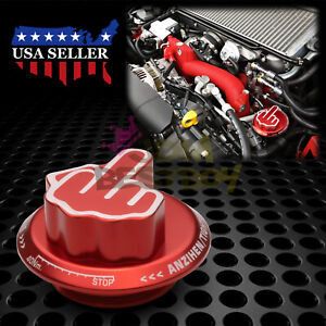Red Middle Finger Novelty Engine Oil Filter Tank Cap Cover Aluminum For Subaru