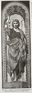 stampa antica AREZZO SAN GIOVANNI BATTISTA VETRATA MORETTI S.M. DELLA PIEVE1895 - Foto 1 di 1
