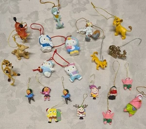 Beautiful Christmas Ornament Hello Kitty Sponge Bob Simba Set Of 22 Mini Figures - Picture 1 of 10