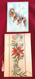 LOT OF 2 VINTAGE 1940's & 1960 CHRISTMAS CARDS - JOY TO THE WORLD & PLANTS C2 - Picture 1 of 3