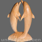 Delfin Paar Holz Feng Shui Figur Skulptur Delphin Liebe Treue Partnerschaft 10cm