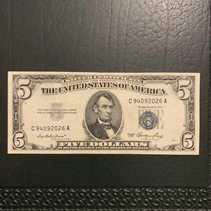 62700 Banknote Rare 1953 $5 5 Dollar bill Silver/blue Crisp Paper Money - Picture 1 of 2