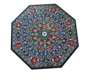 18" Marble Table Top pietra dura semi precious stones art handicraft home decor - Picture 1 of 1