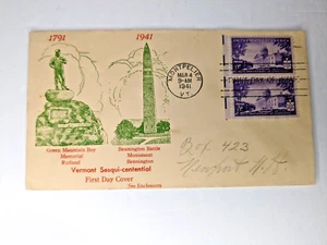 1941 FDC US Scott #903 3c, Vermont Sesquicentential, Bennington, Green Mtn Boy - Picture 1 of 2
